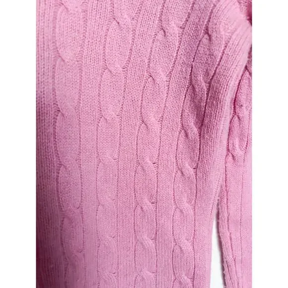 Polo Ralph Lauren Cashmere Sweater Small Medium Cable Pink Long Sleeve Crewneck - Picture 5 of 7